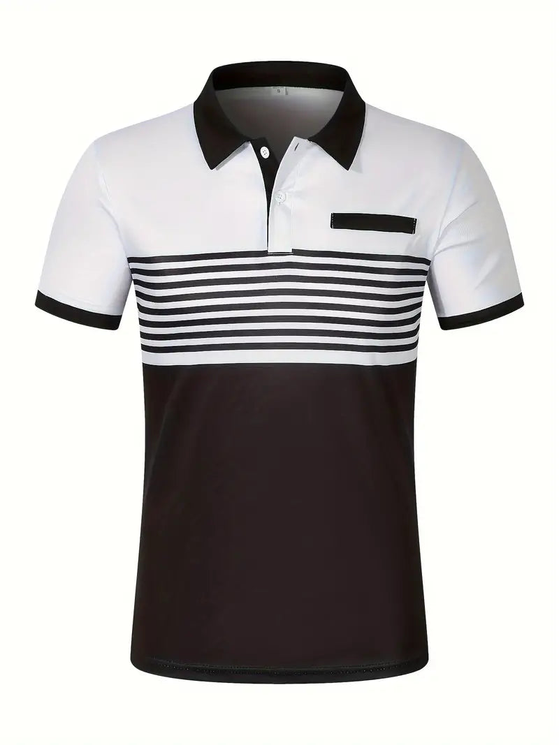 Koszulka polo męska - Slim Fit w paski - Krótki rękaw, casualowa i elegancka