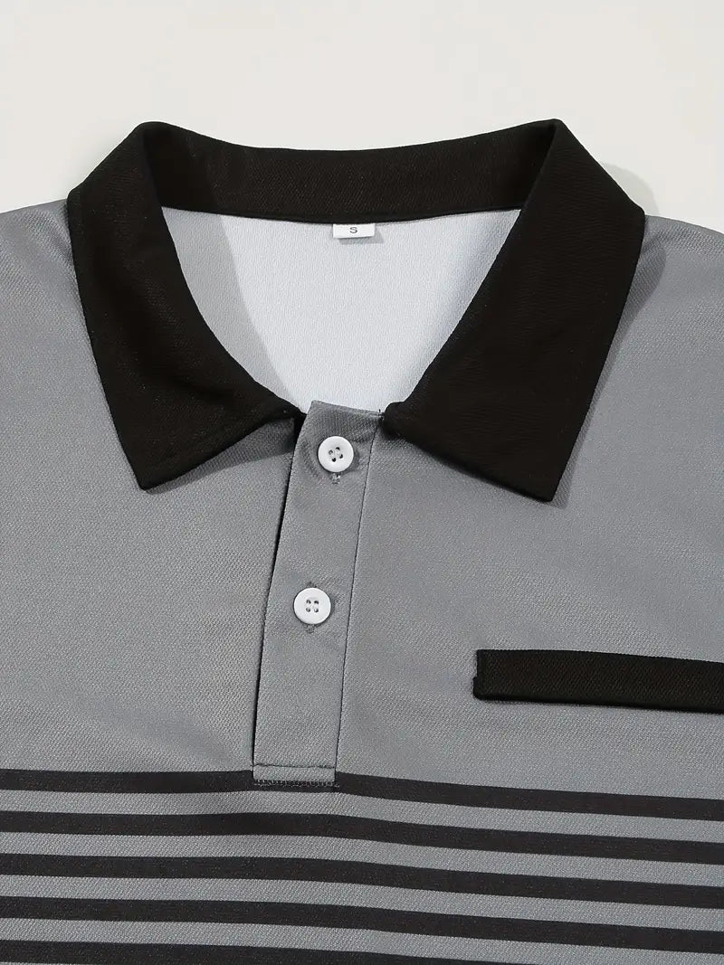 Koszulka polo męska - Slim Fit w paski - Krótki rękaw, casualowa i elegancka