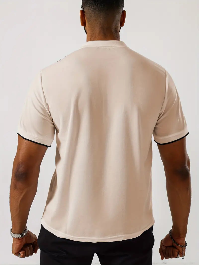 Męska koszulka polo - Slim Fit, Krótki rękaw, Pionowe paski, Klasyczny kołnierzyk