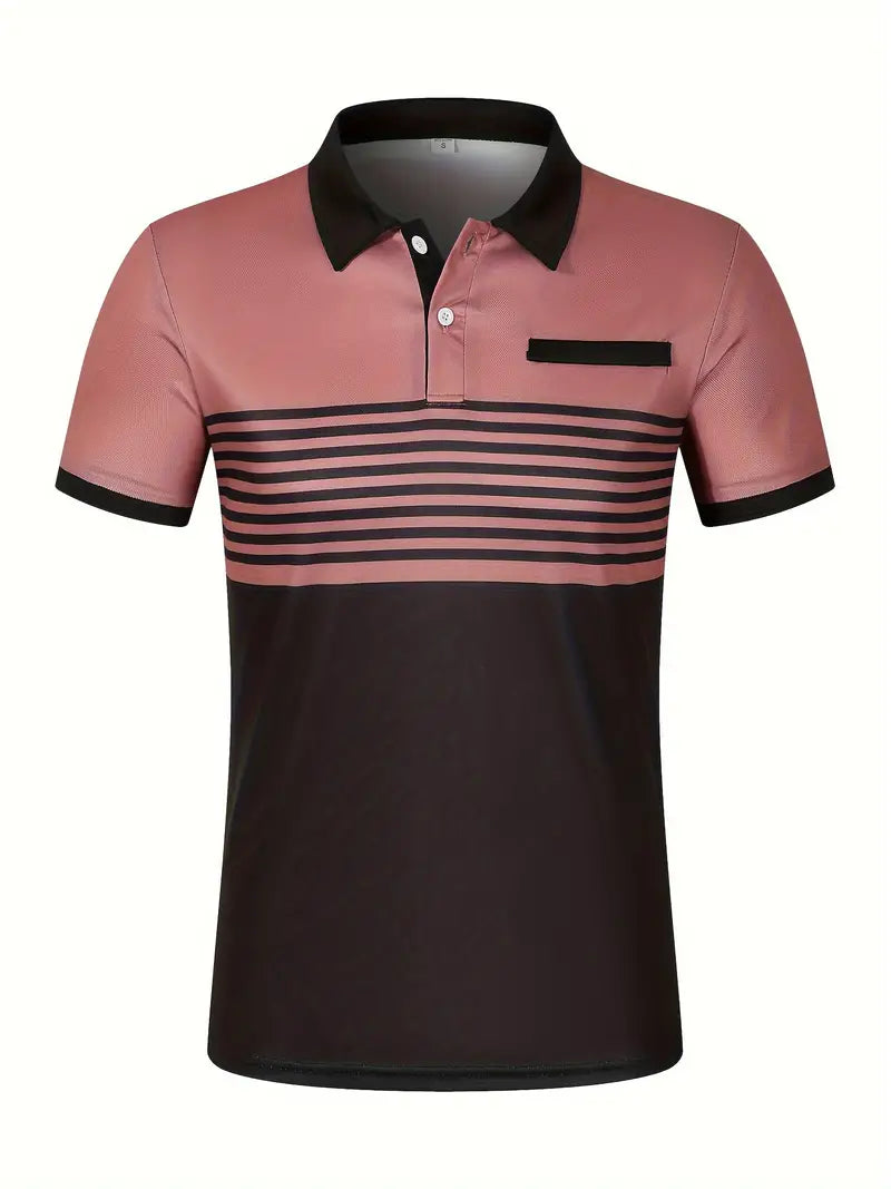 Koszulka polo męska - Slim Fit z paskami - Krótki rękaw, casualowa i elegancka