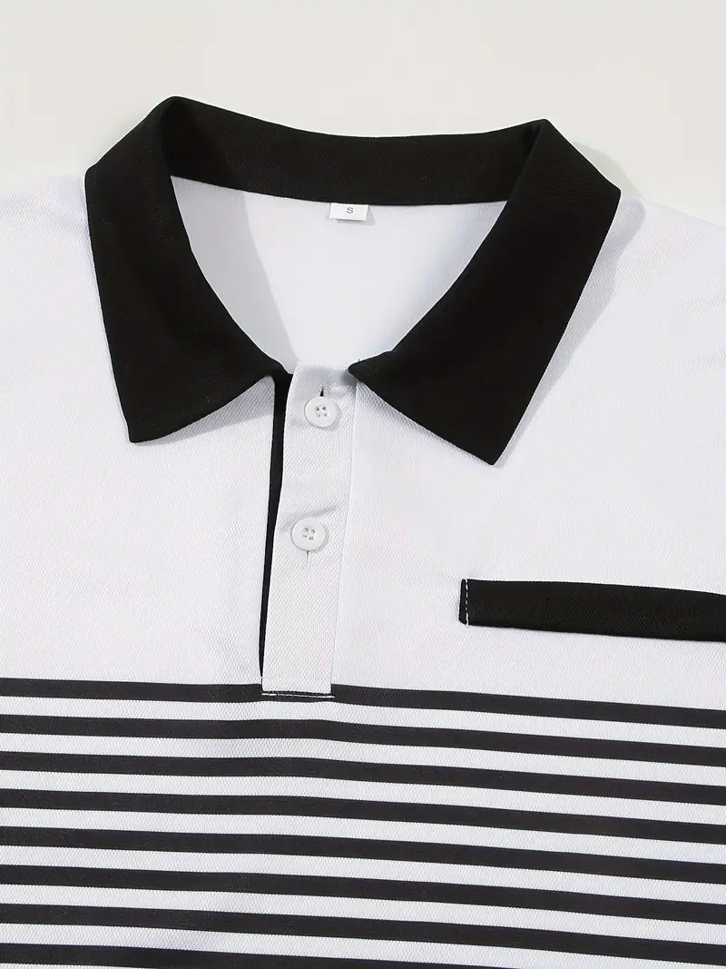 Koszulka polo męska - Slim Fit w paski - Krótki rękaw, casualowa i elegancka