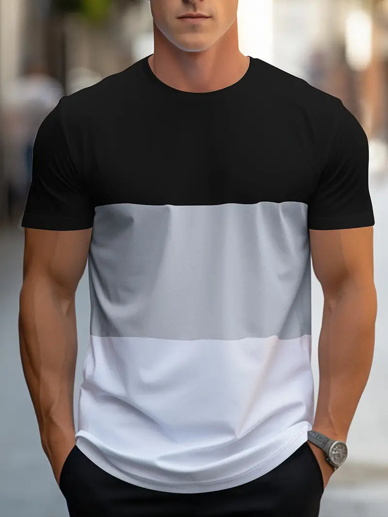 Modisches Herren-T-Shirt mit farbenfrohen Akzenten - Bequemer Rundhalsausschnitt und kurze Ärmel für den Alltag