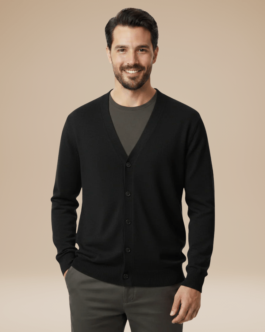 Herbstlicher V-Ausschnitt Cashmere-Cardigan für Herren mit Knopfleiste
