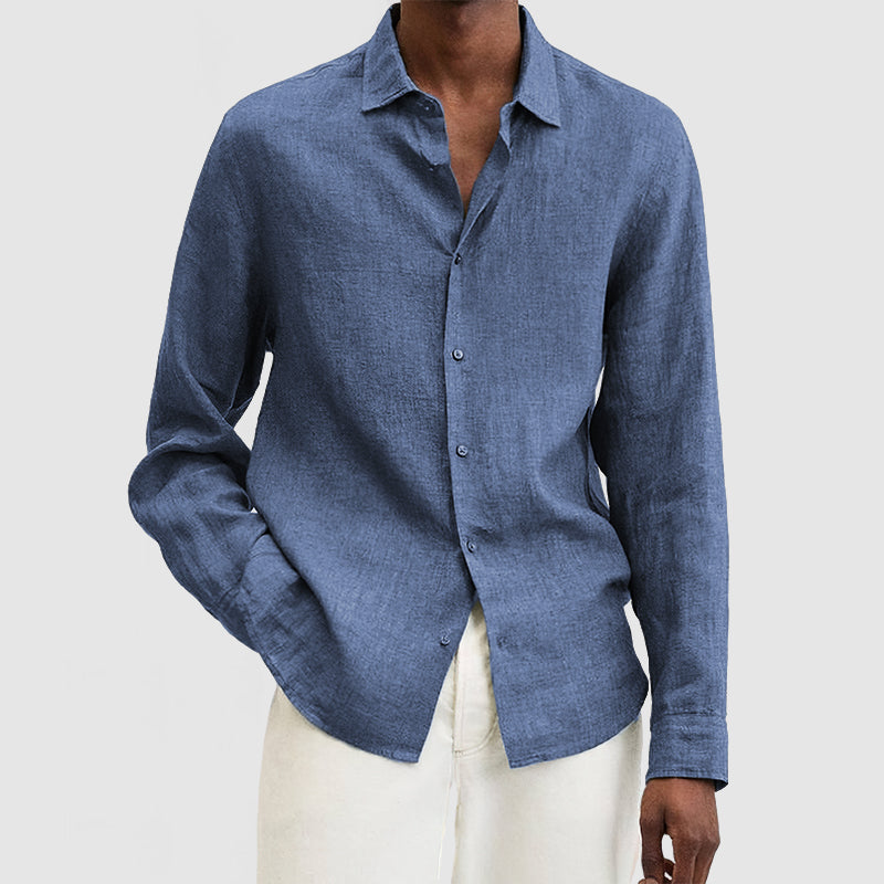 Męska kamizelka z długim rękawem z bawełny z guzikami - Styl casual i luźny krój