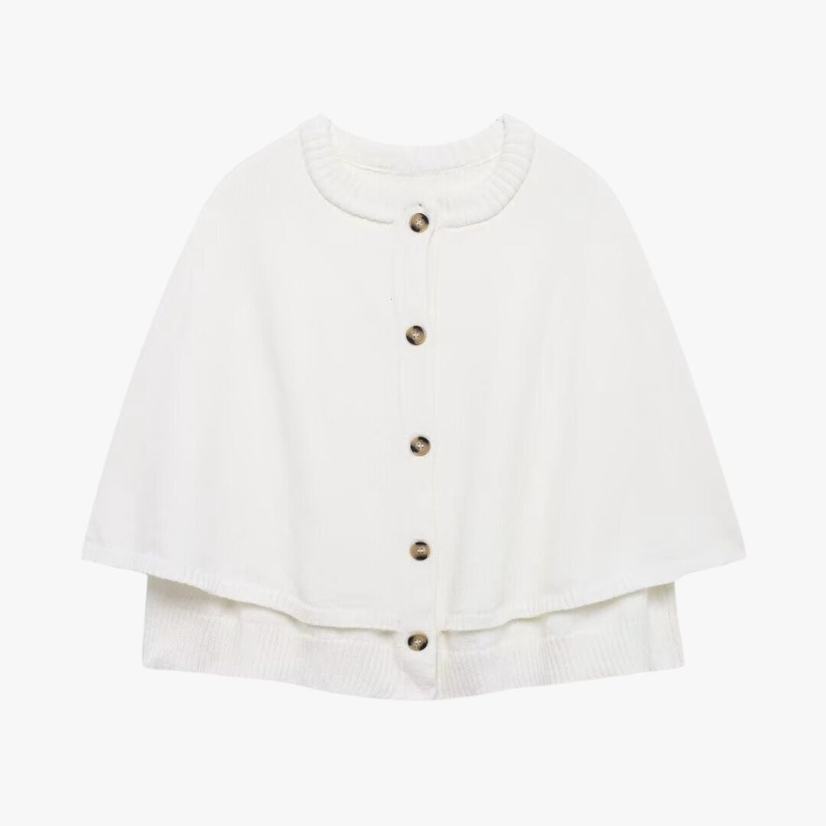 Chloë | Strick-Cape mit Knöpfen und Gestuftem Saum