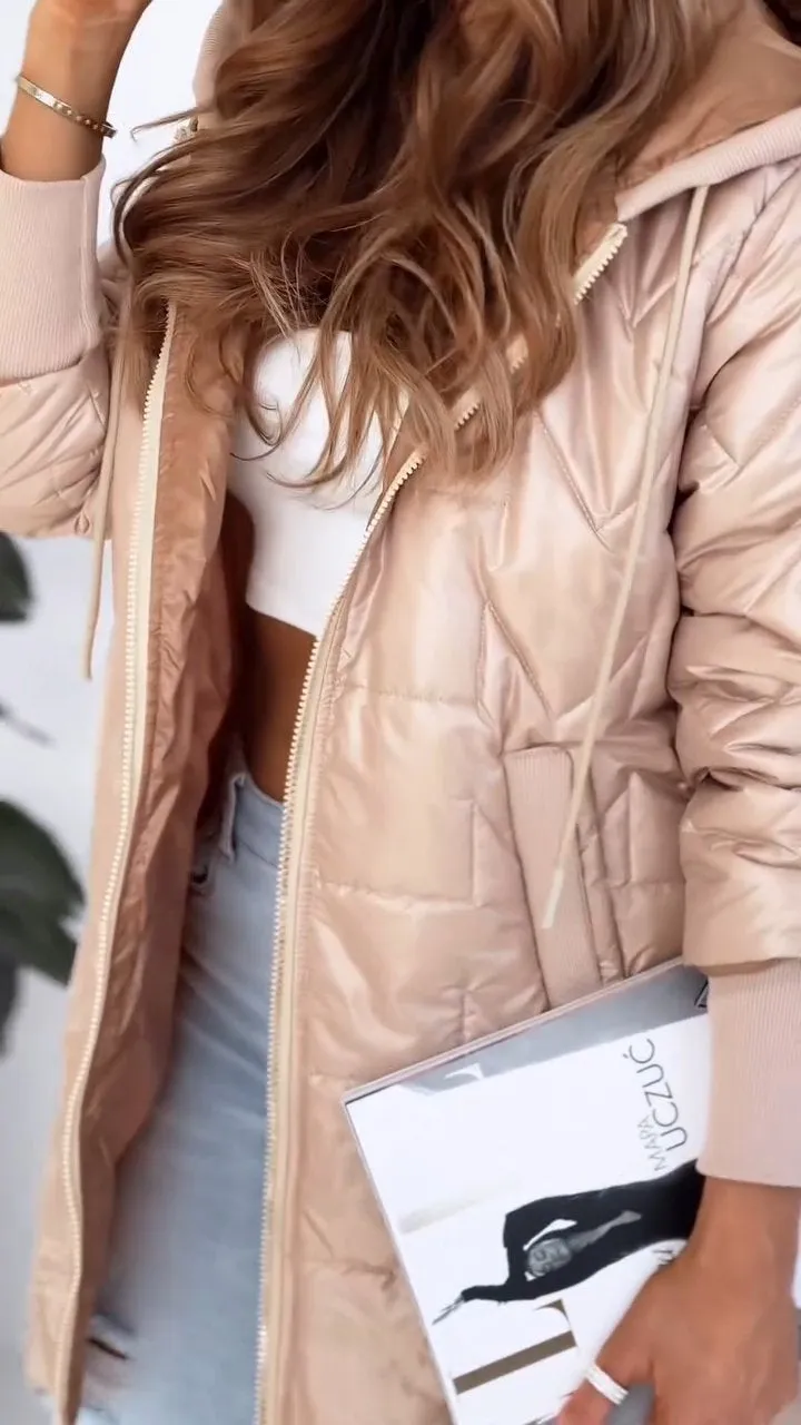 Eleganter, langer Damenwintermantel aus Wolle mit Kapuze – ideal für Herbst und Winter, warm und stilvoll