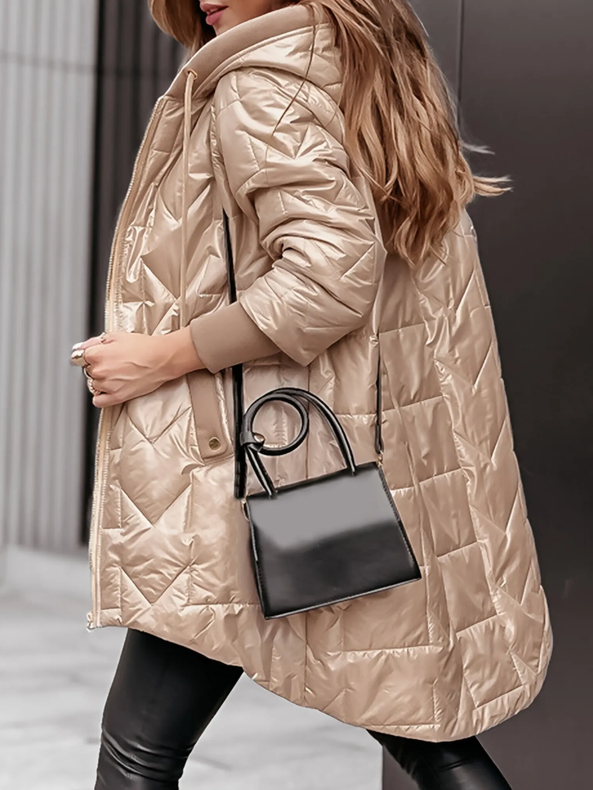 Eleganter, langer Damenwintermantel aus Wolle mit Kapuze – ideal für Herbst und Winter, warm und stilvoll