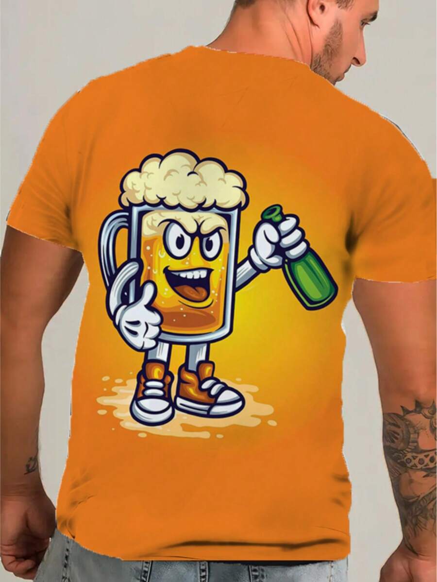 Elegantes, oversized Herren-T-Shirt mit Biermotiv für einen modischen und komfortablen Auftritt
