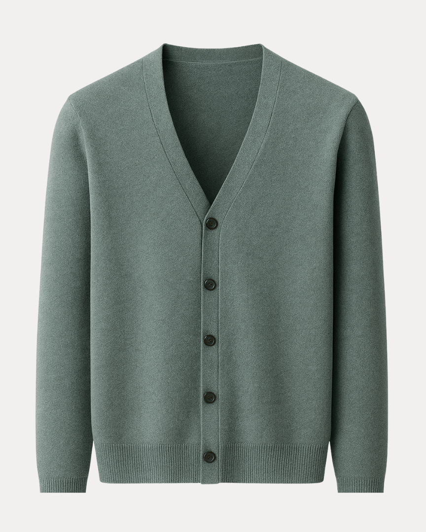 Herbstlicher V-Ausschnitt Cashmere-Cardigan für Herren mit Knopfleiste