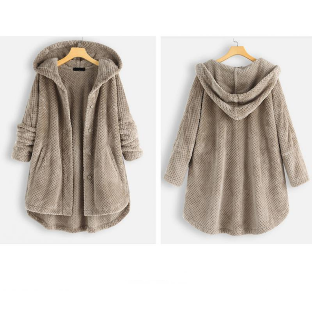 Damen Oversize Fleecejacke mit Kapuze – Warm und Lässig für Herbst und Winter