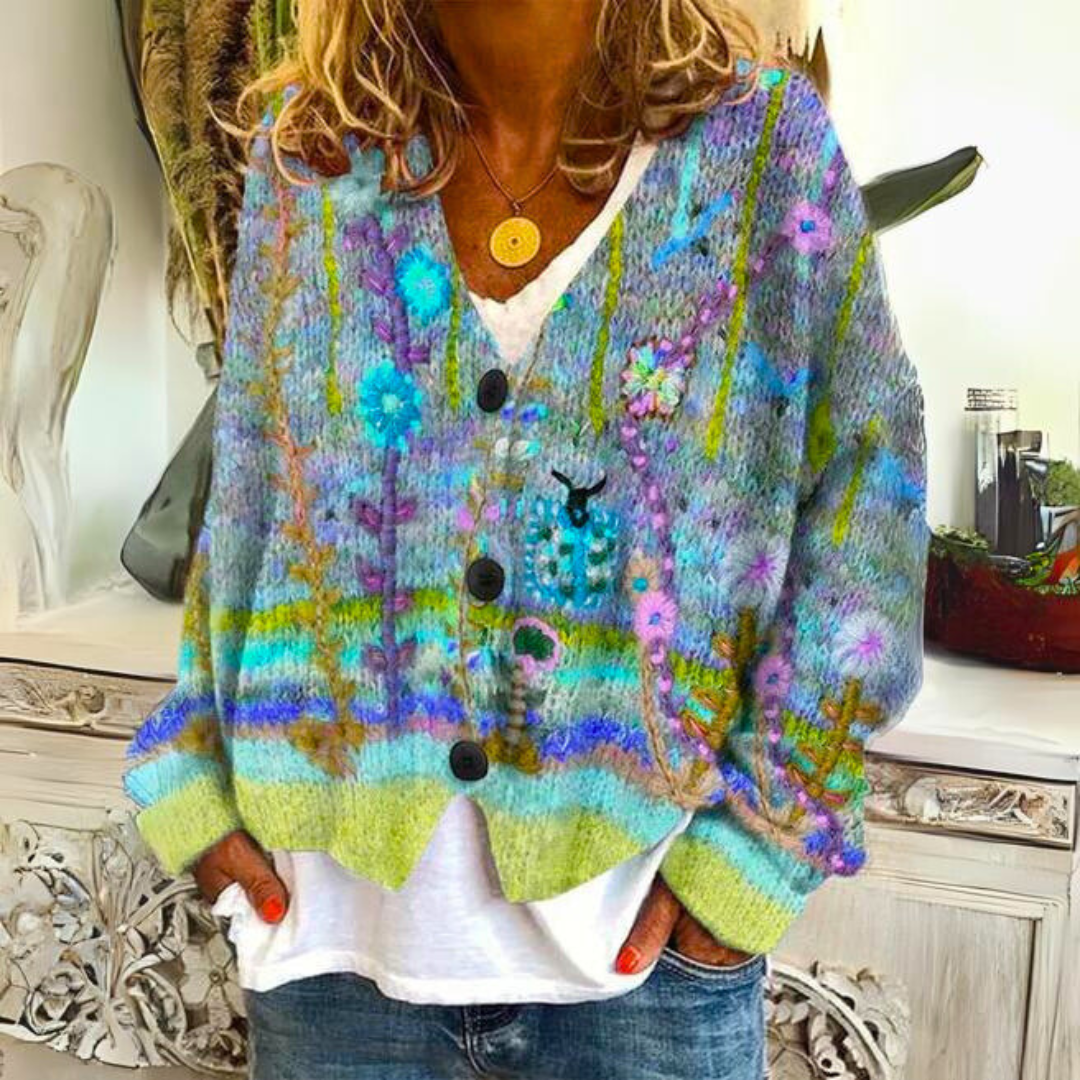 Frauen-Mohair-Kardigan mit Knöpfen – Weicher Frühlingspullover im lässigen Strickstil