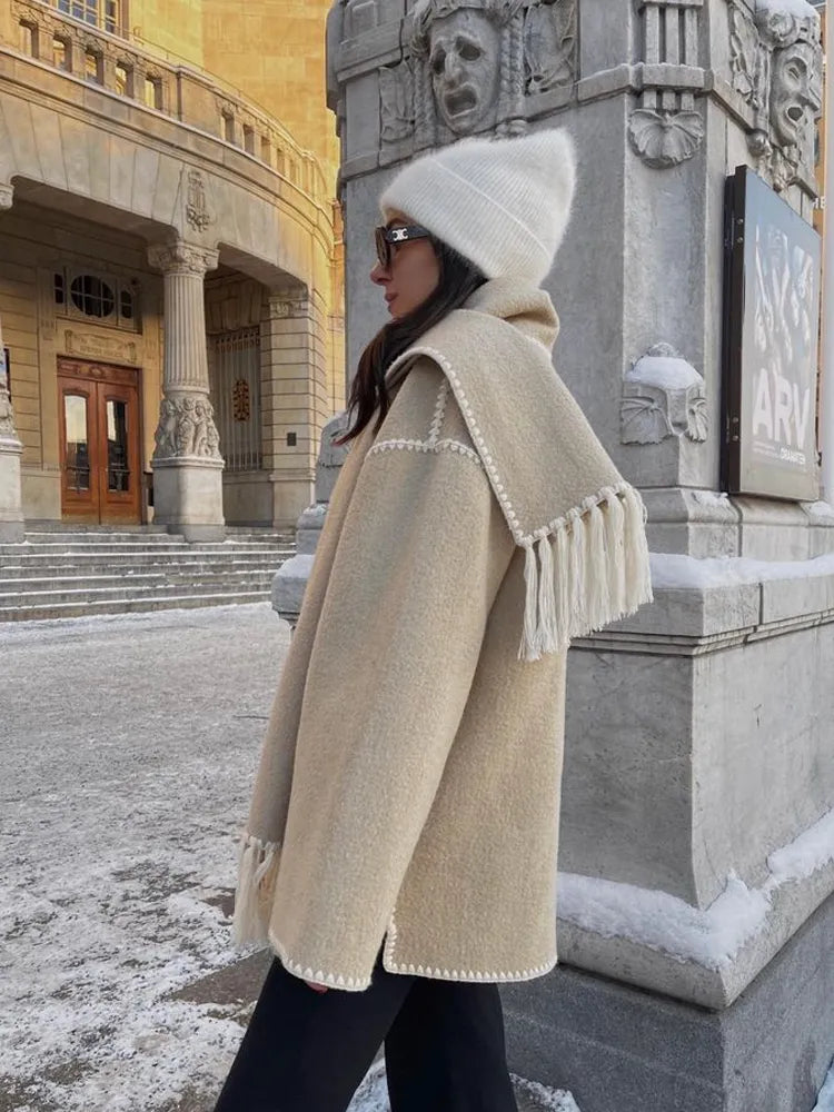 Renata™ - Stilvoller Wollmantel mit Winter-Schal