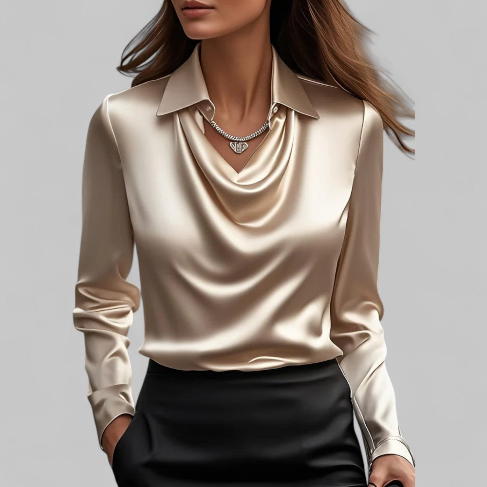 Damenbluse mit drapiertem Kragen – Regular Fit für den Büroalltag