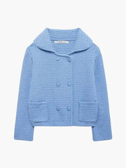 Dietlinde | Texturierte zweireihige Strickjacke