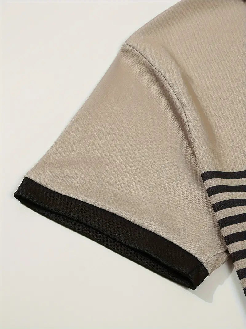 Koszulka polo męska - Slim Fit z paskami - Krótki rękaw, casualowa i elegancka