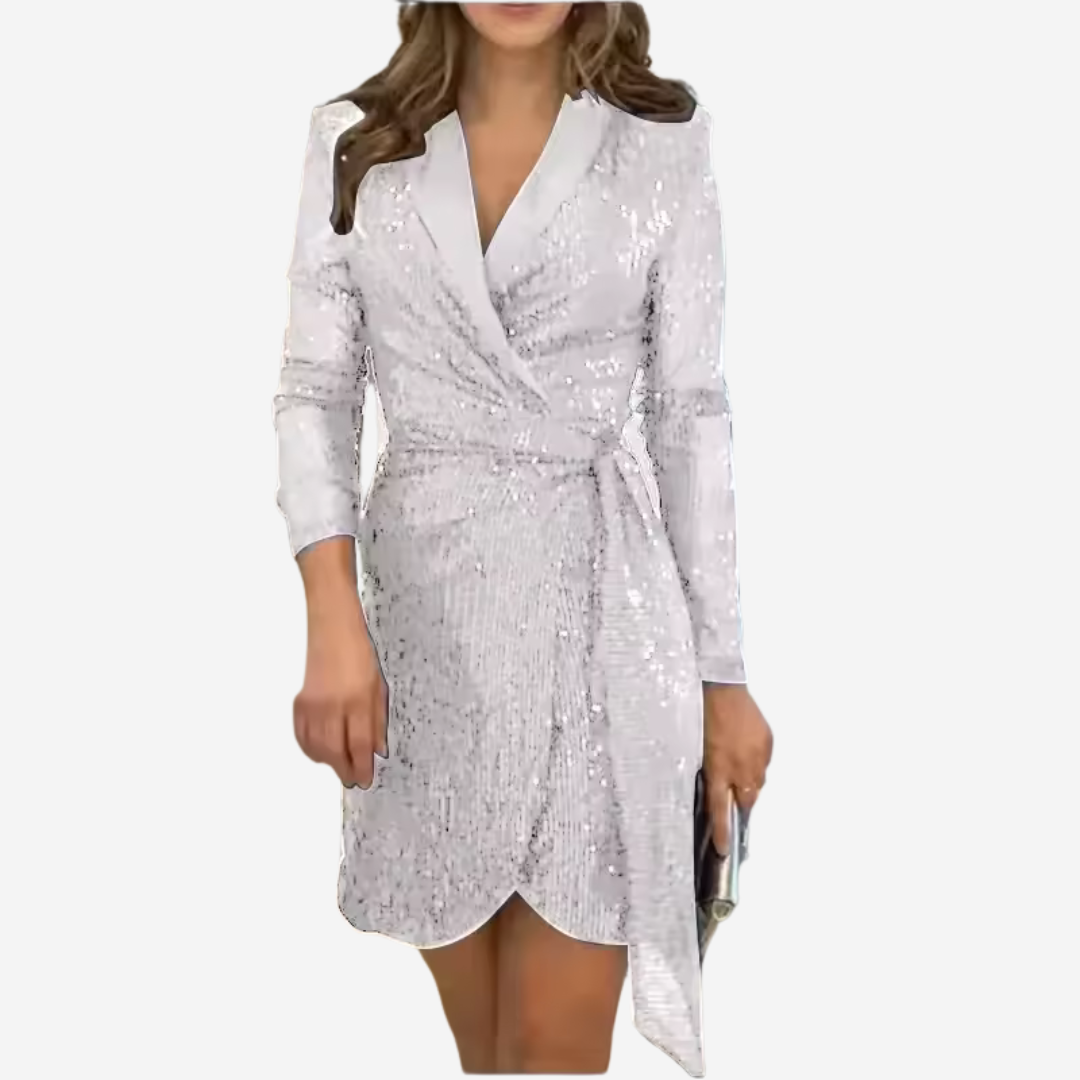 Elegantes V-Ausschnitt Mini-Kleid Riva mit modischem Reverskragen