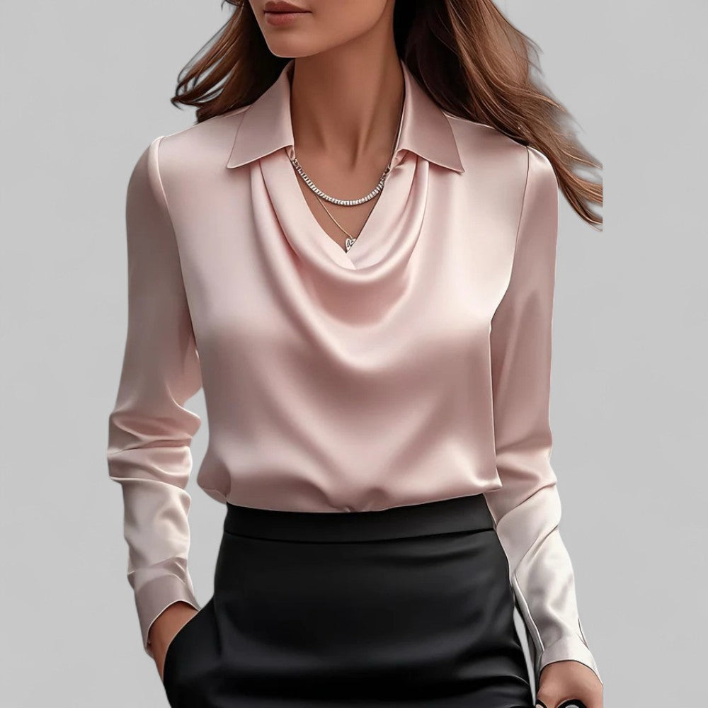 Damenbluse mit drapiertem Kragen – Regular Fit für den Büroalltag