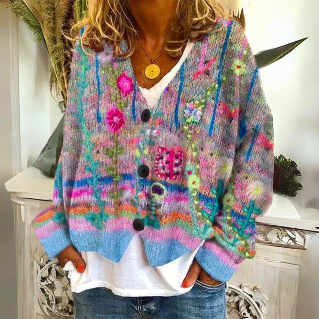 Frauen-Mohair-Kardigan mit Knöpfen – Weicher Frühlingspullover im lässigen Strickstil