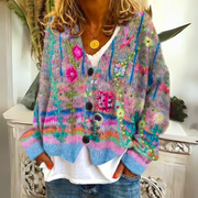 Frauen-Mohair-Kardigan mit Knöpfen – Weicher Frühlingspullover im lässigen Strickstil