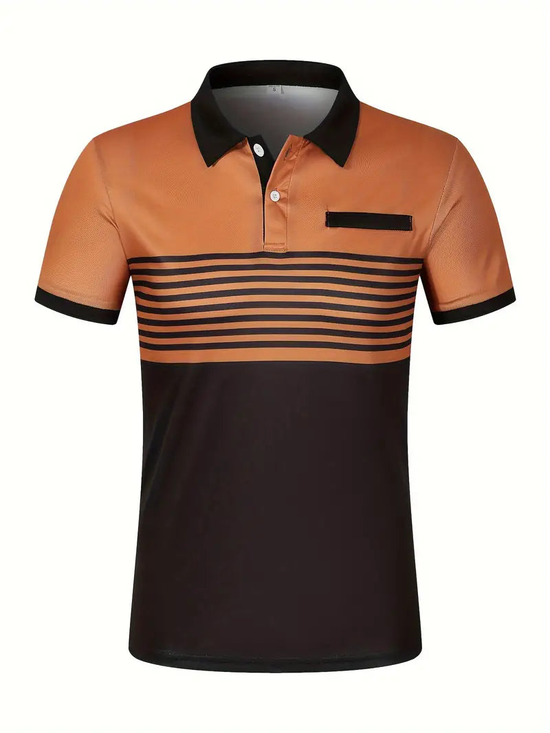 Koszulka polo męska - Slim Fit w paski - Krótki rękaw, casualowa i elegancka