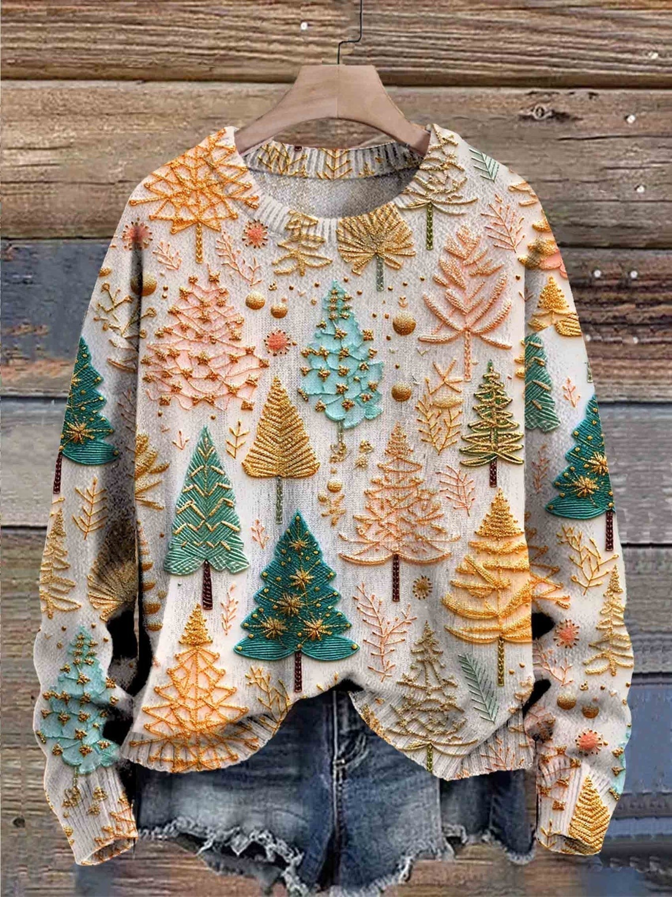 Céline - Weihnachts-Pullover mit Weihnachtsbäumen