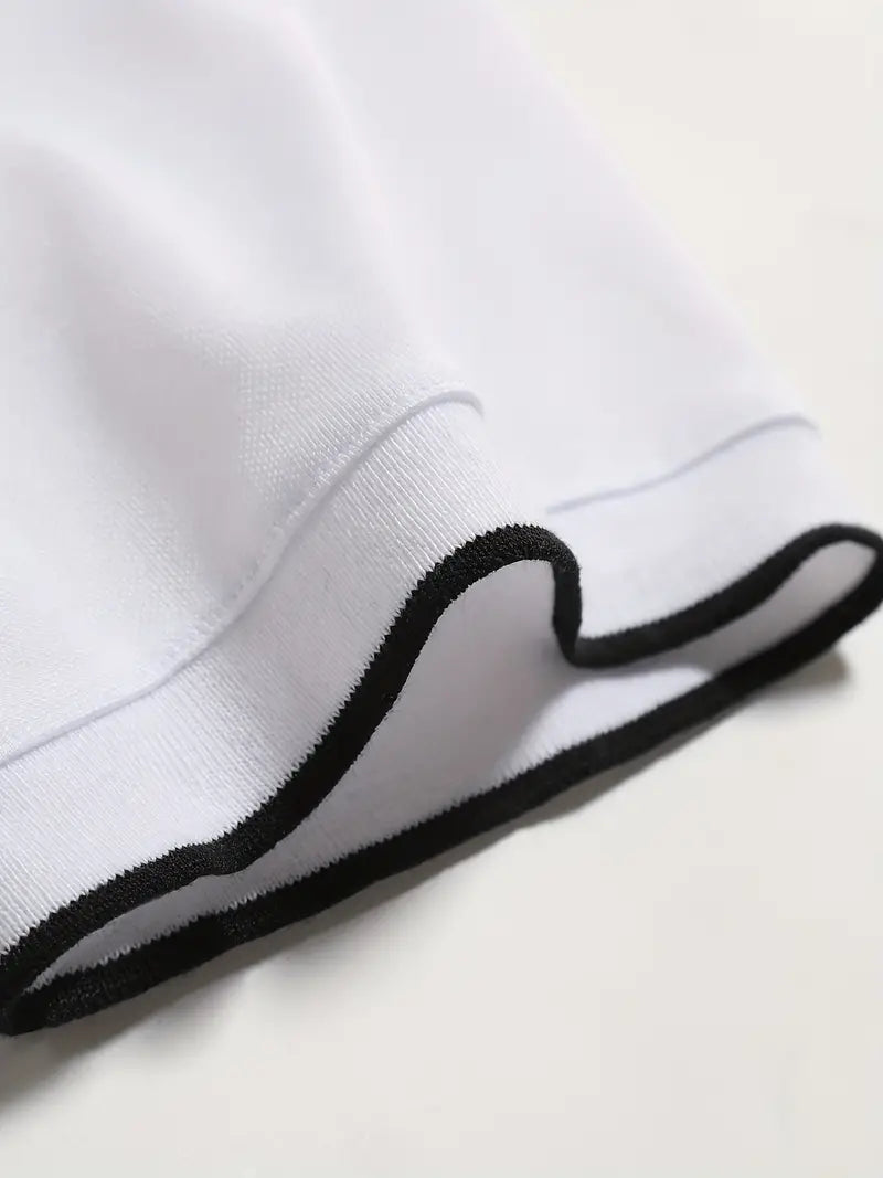 Męska koszulka polo - Slim Fit, Krótki rękaw, Pionowe paski, Klasyczny kołnierzyk