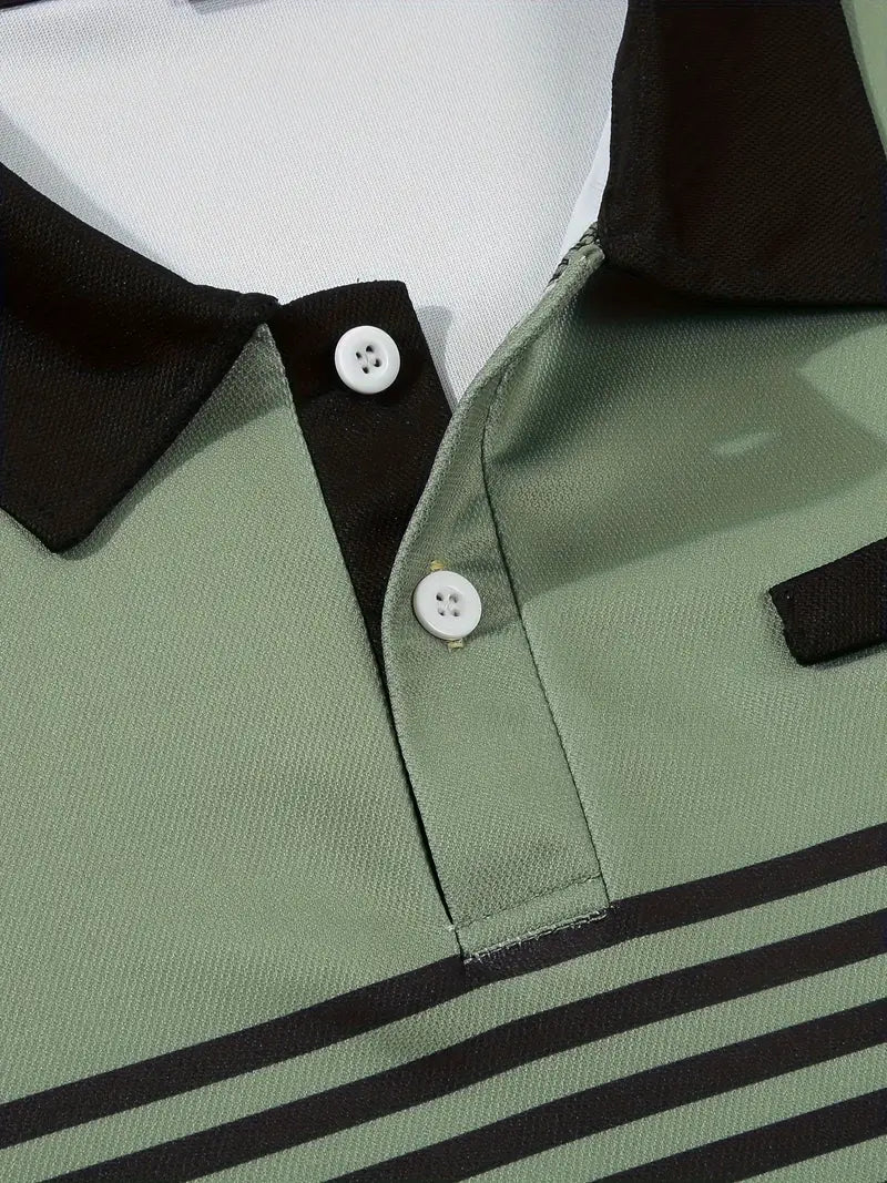 Koszulka polo męska - Slim Fit w paski - Krótki rękaw, casualowa i elegancka