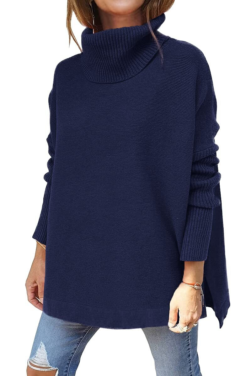Oversize Damen-Wollpullover mit Rollkragen – Klassisch, warm und lässig für Herbst und Winter