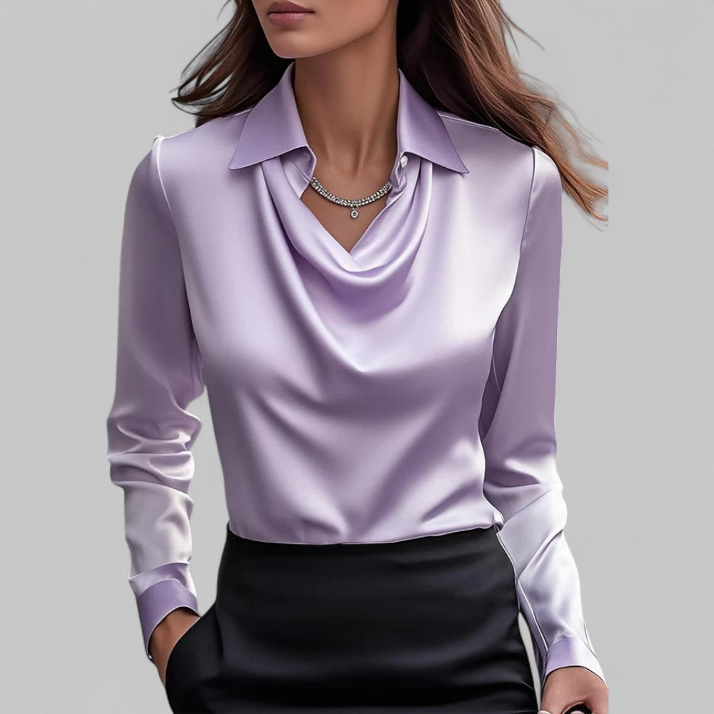 Damenbluse mit drapiertem Kragen – Regular Fit für den Büroalltag