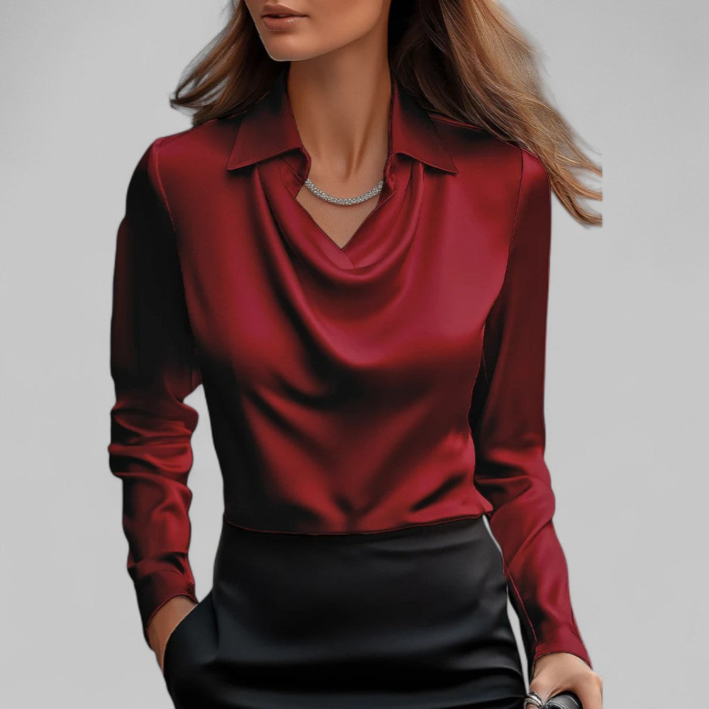 Damenbluse mit drapiertem Kragen – Regular Fit für den Büroalltag