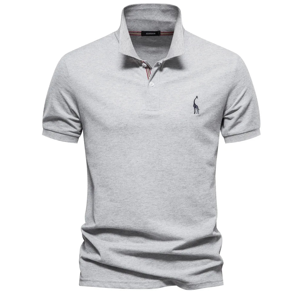 Caleb - Premium Cotton Polo Shirt with Elegant Deer Embroidery for a Chic Look