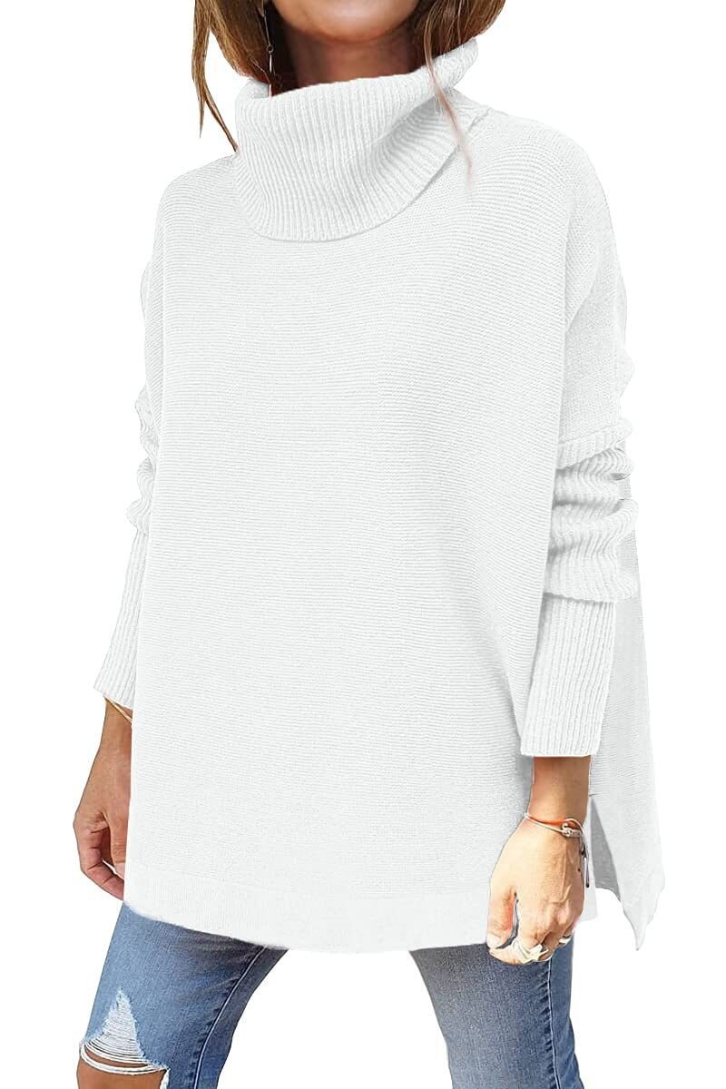 Oversize Damen-Wollpullover mit Rollkragen – Klassisch, warm und lässig für Herbst und Winter