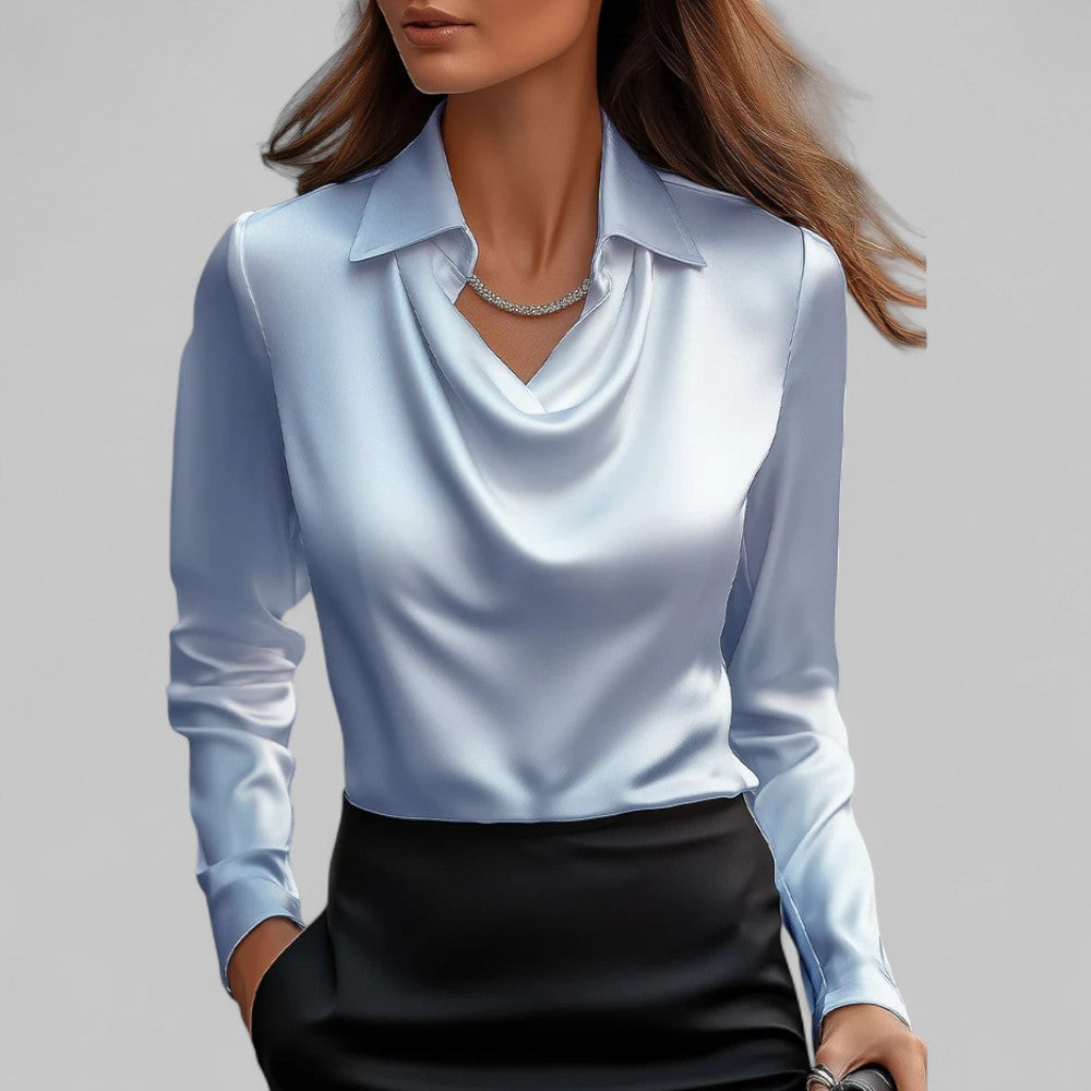 Damenbluse mit drapiertem Kragen – Regular Fit für den Büroalltag