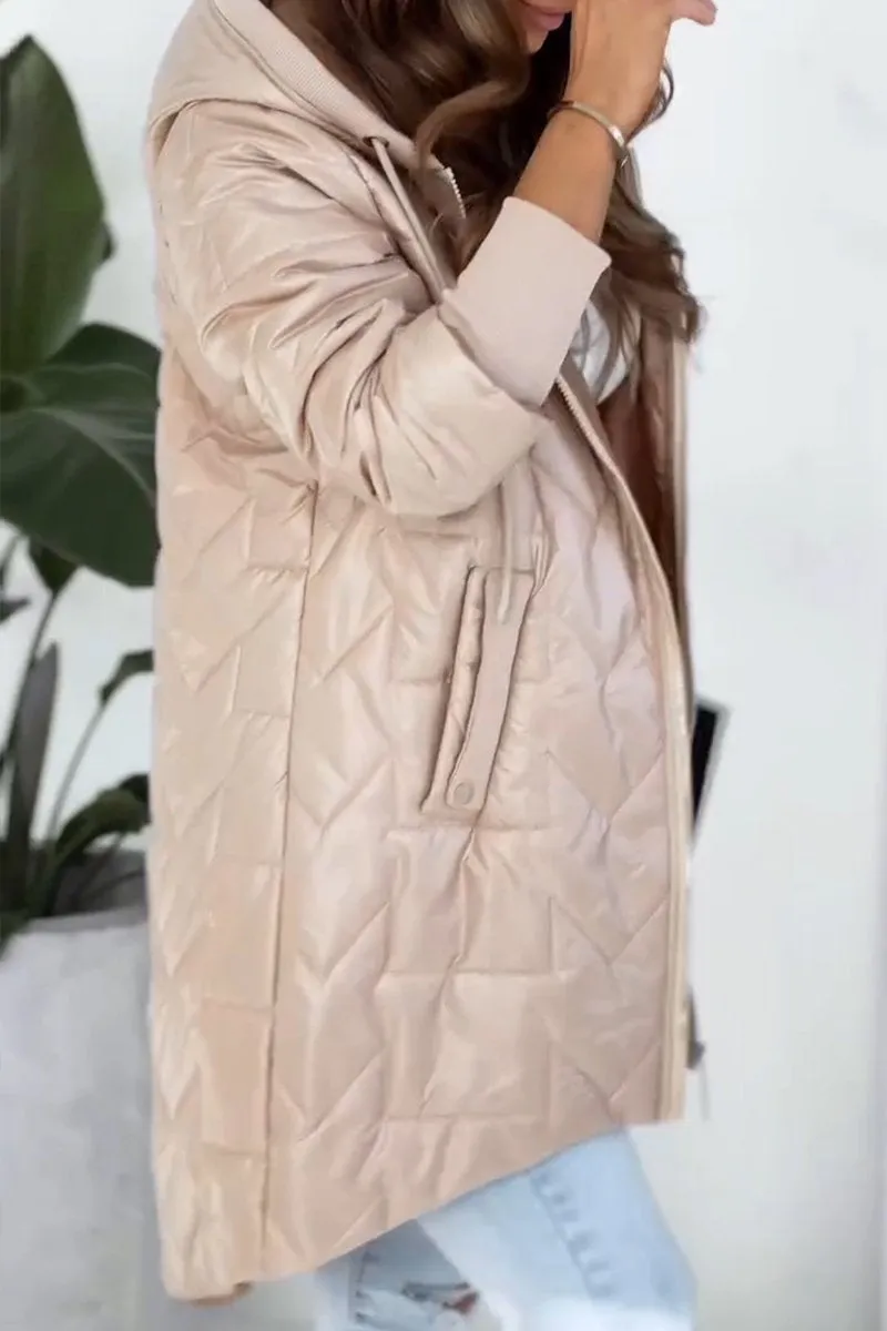 Eleganter, langer Damenwintermantel aus Wolle mit Kapuze – ideal für Herbst und Winter, warm und stilvoll