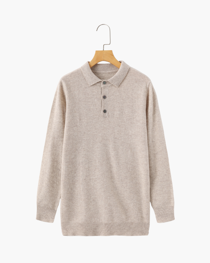 Bennett | Luxuriöser Herren Kaschmirpullover mit Polokragen & Knopfleiste
