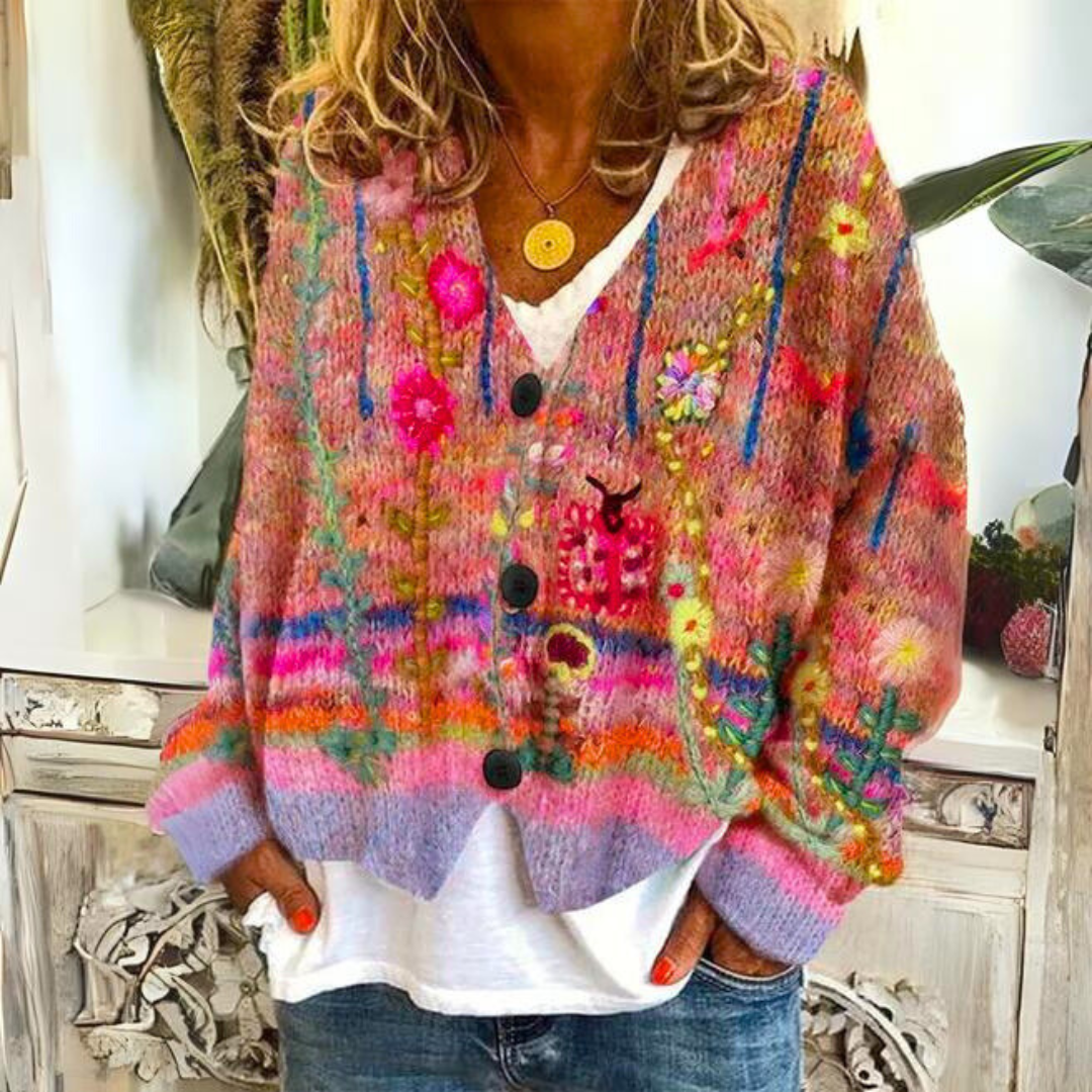 Frauen-Mohair-Kardigan mit Knöpfen – Weicher Frühlingspullover im lässigen Strickstil