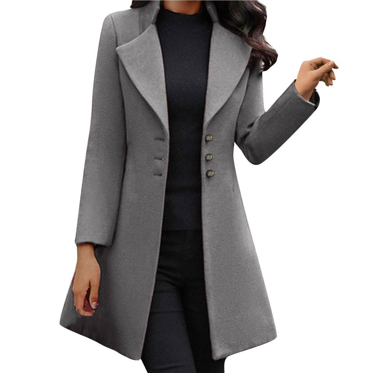 Eleganter klassischer Damen-Wollmantel lang für Herbst und Winter