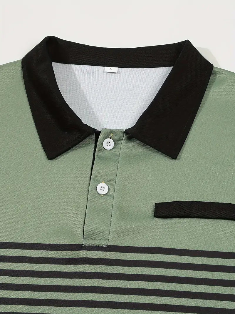 Koszulka polo męska - Slim Fit w paski - Krótki rękaw, casualowa i elegancka