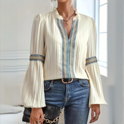 Karolina™ - Chiffon Boho-Bluse mit langen Ärmeln