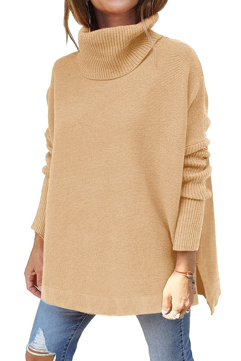 Oversize Damen-Wollpullover mit Rollkragen – Klassisch, warm und lässig für Herbst und Winter