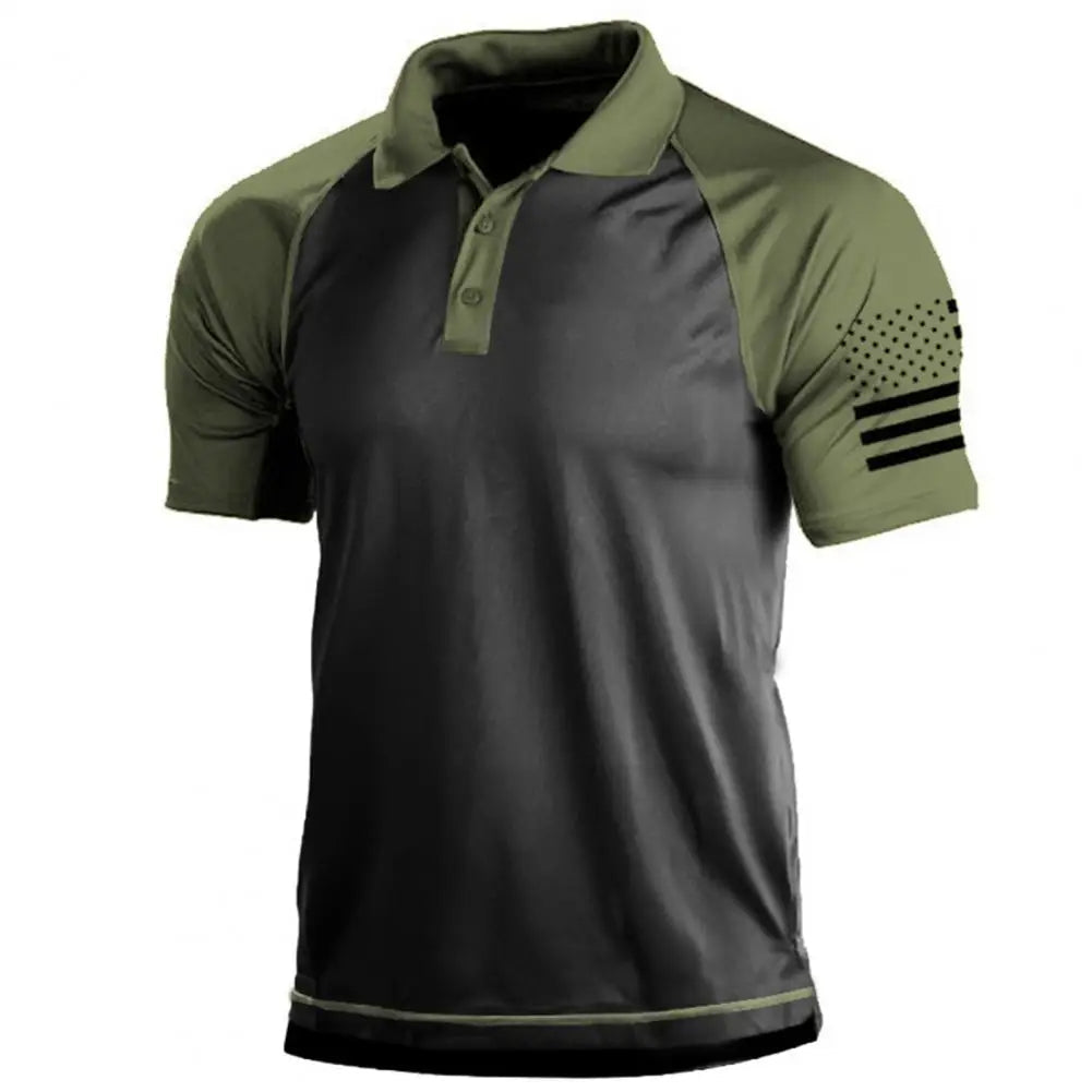 Stylisches Herren-Sport-T-Shirt Thorne mit Kragen und Flaggen-Patch-Design für einen trendigen Sportlook