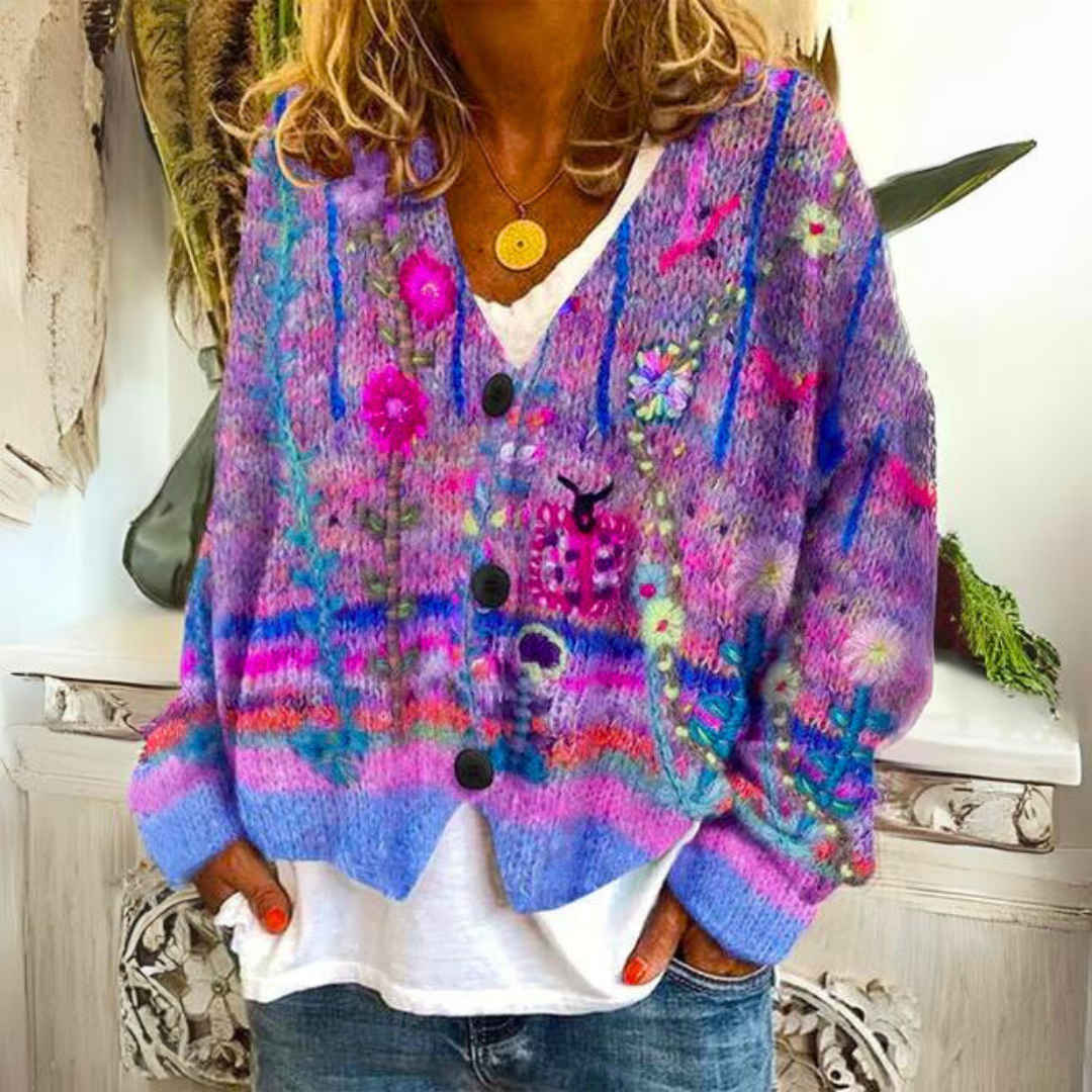 Frauen-Mohair-Kardigan mit Knöpfen – Weicher Frühlingspullover im lässigen Strickstil