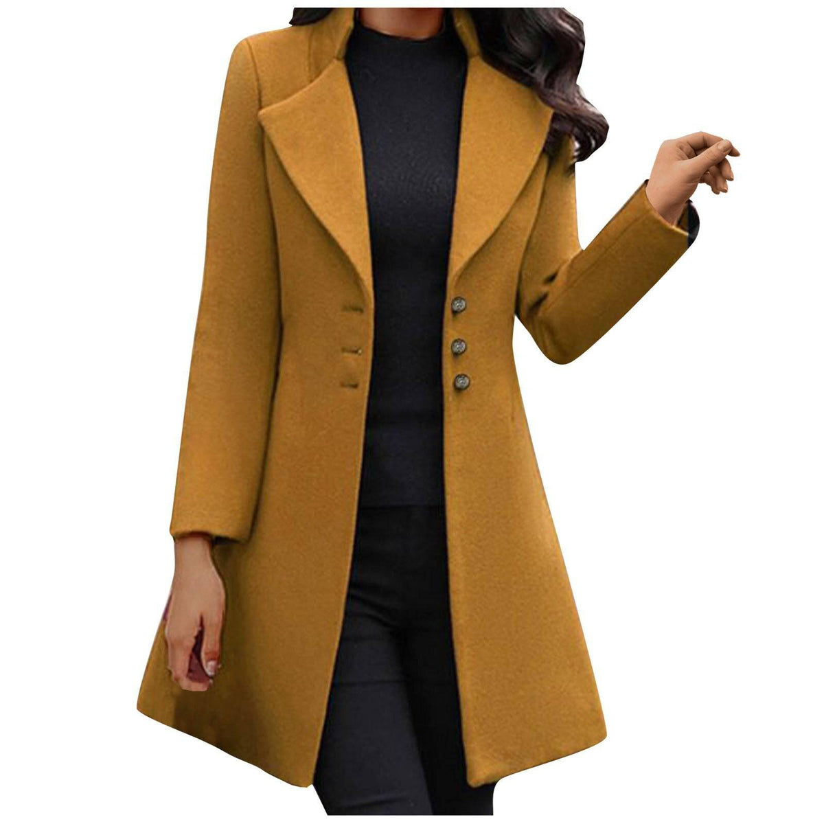 Eleganter klassischer Damen-Wollmantel lang für Herbst und Winter