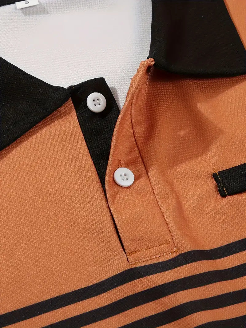Koszulka polo męska - Slim Fit w paski - Krótki rękaw, casualowa i elegancka