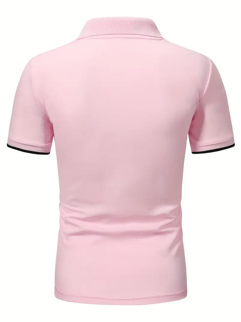 Męska koszulka polo - Slim Fit, Krótki rękaw, Pionowe paski, Klasyczny kołnierzyk