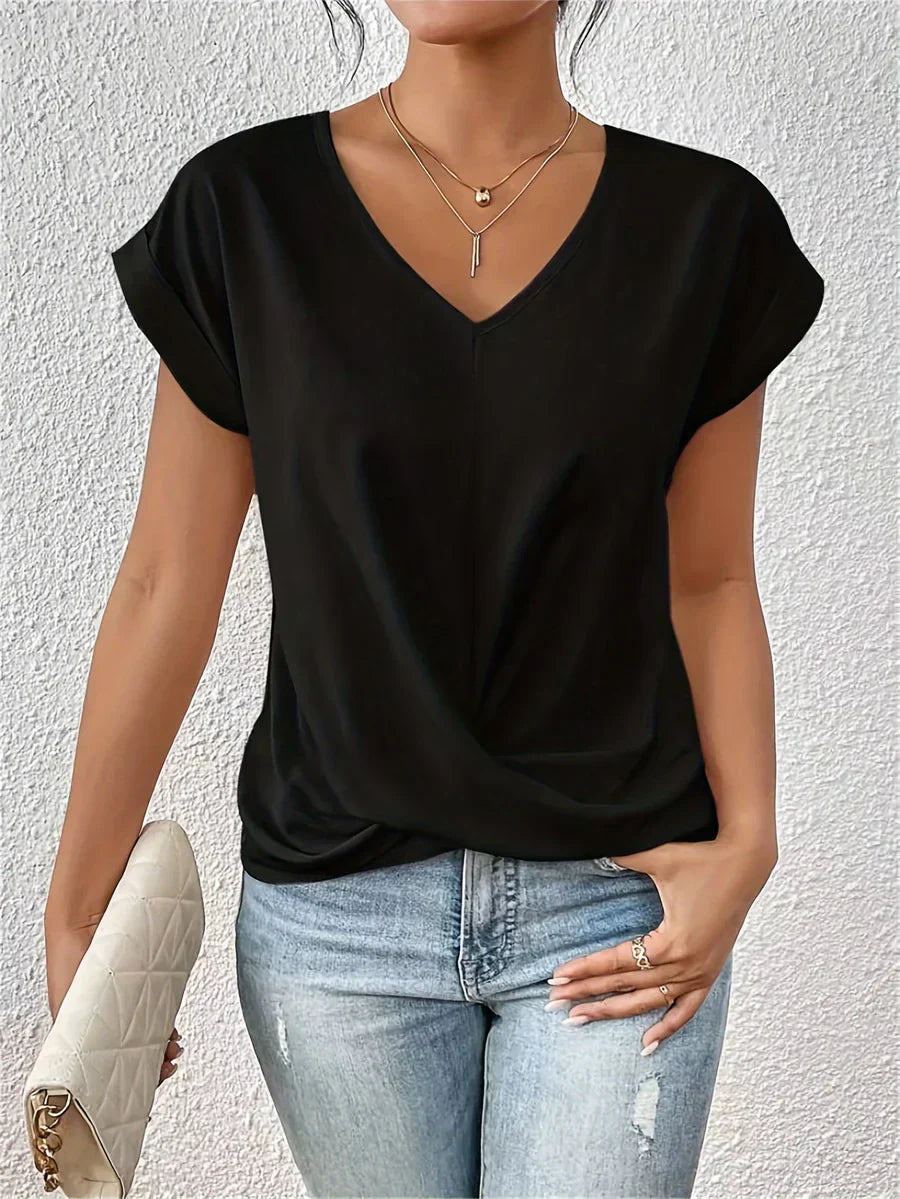 CLEO - LÄSSIGES T-SHIRT MIT SWEETHEART-AUSSCHNITT
