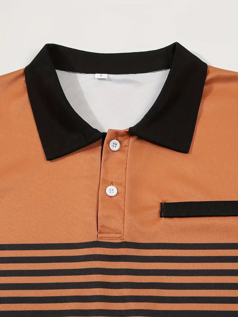 Men's Slim Fit Striped Polo Shirt - Short Sleeve, Casual & Stylish