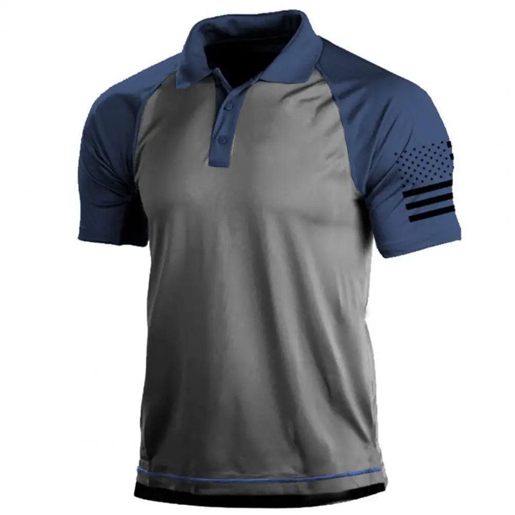 Stylisches Herren-Sport-T-Shirt Thorne mit Kragen und Flaggen-Patch-Design für einen trendigen Sportlook