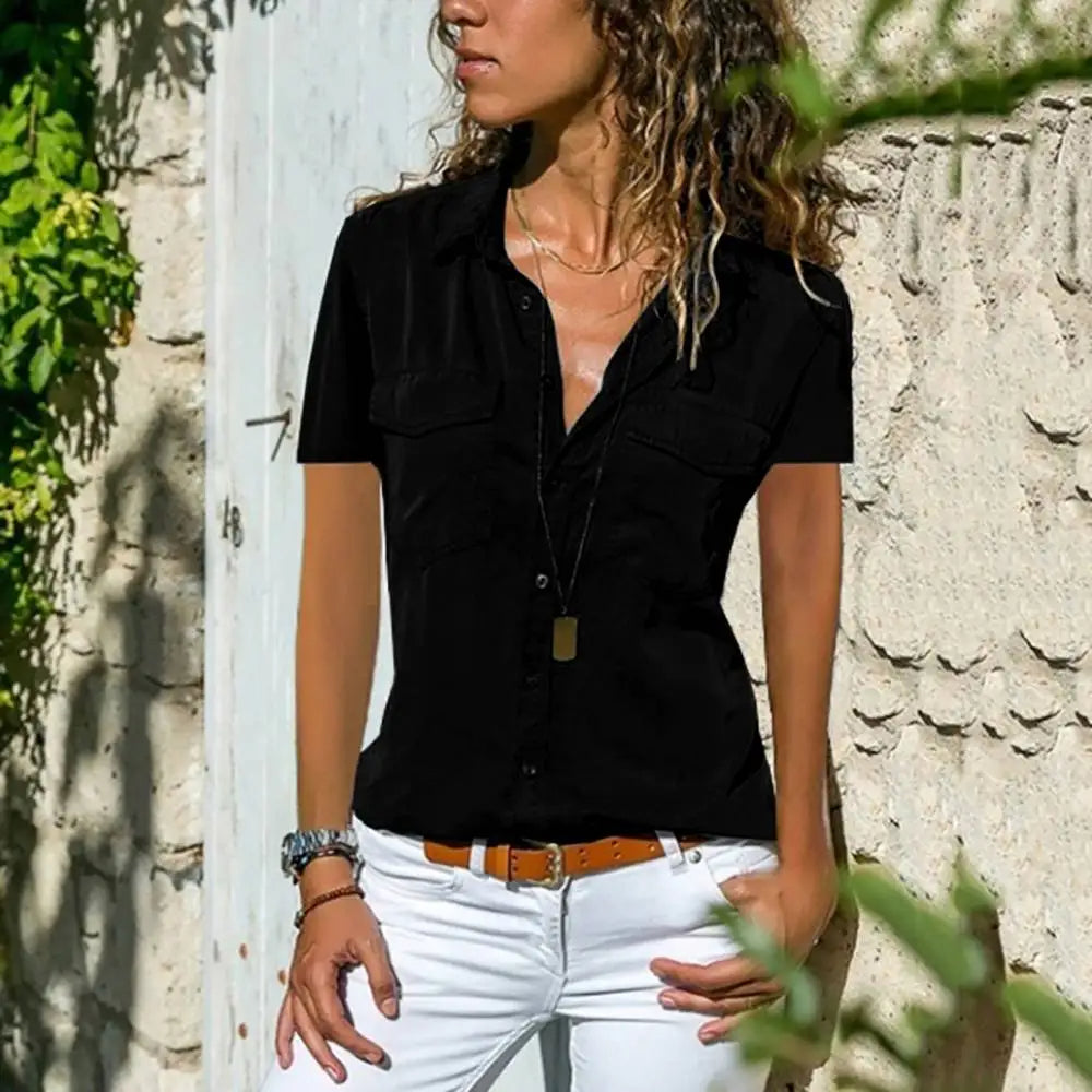 Adelaide - Elegante Damenbluse mit kurzen Ärmeln