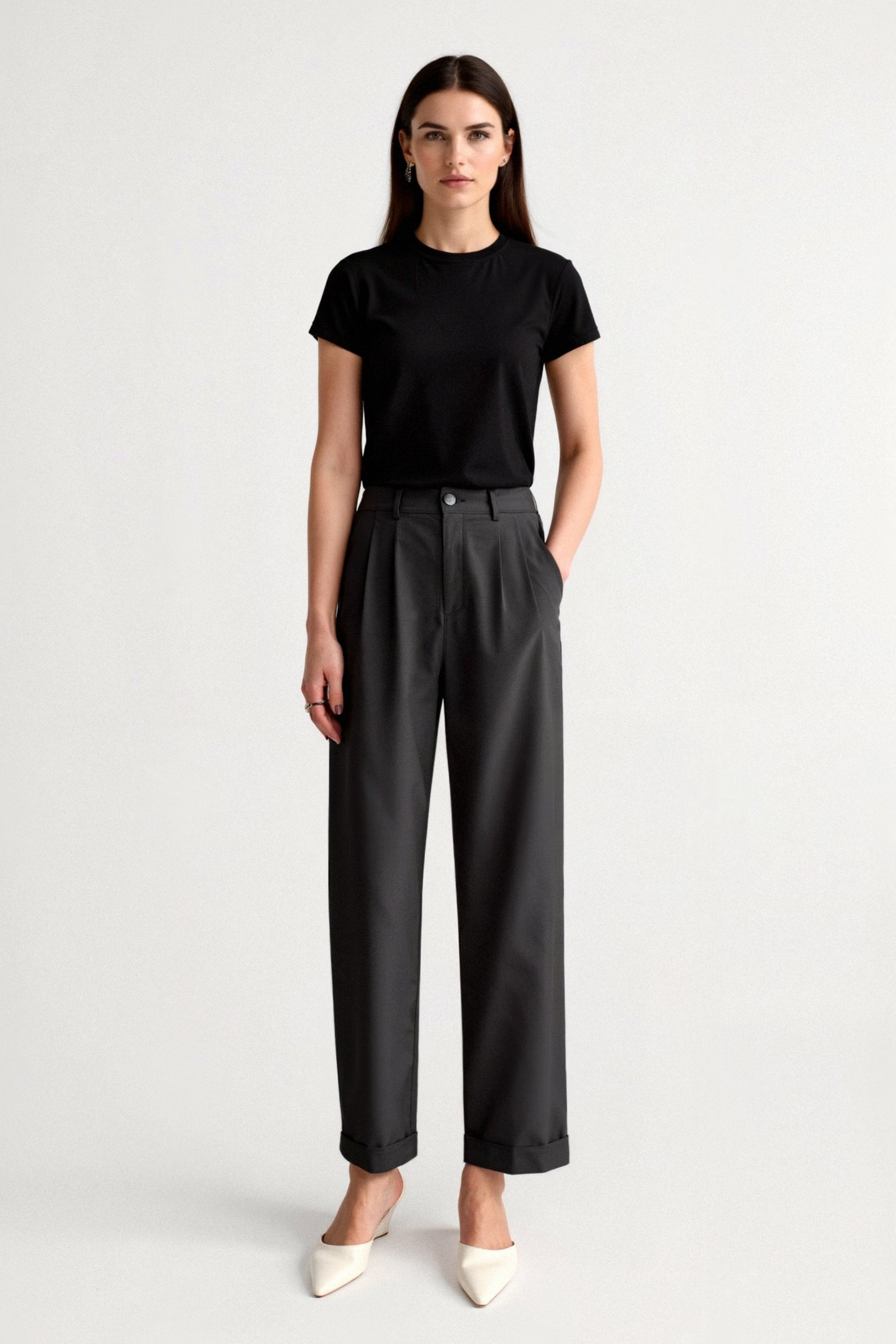 Klassische Wide-Leg Hose mit hohem Bund für stilvolle Outfits